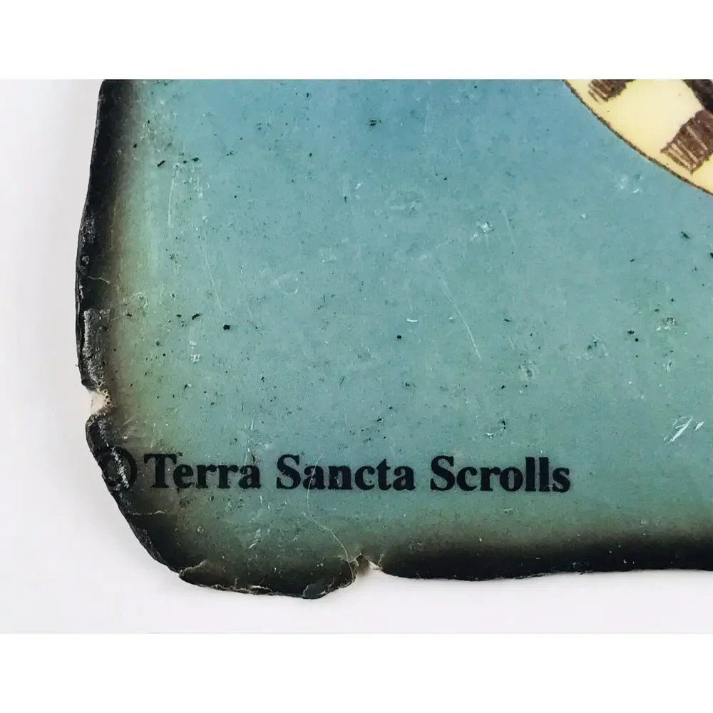 2 Hand made TERRA SANCTA SCROLLS Lion Lamb God Bless America Safety 901 926 Sea